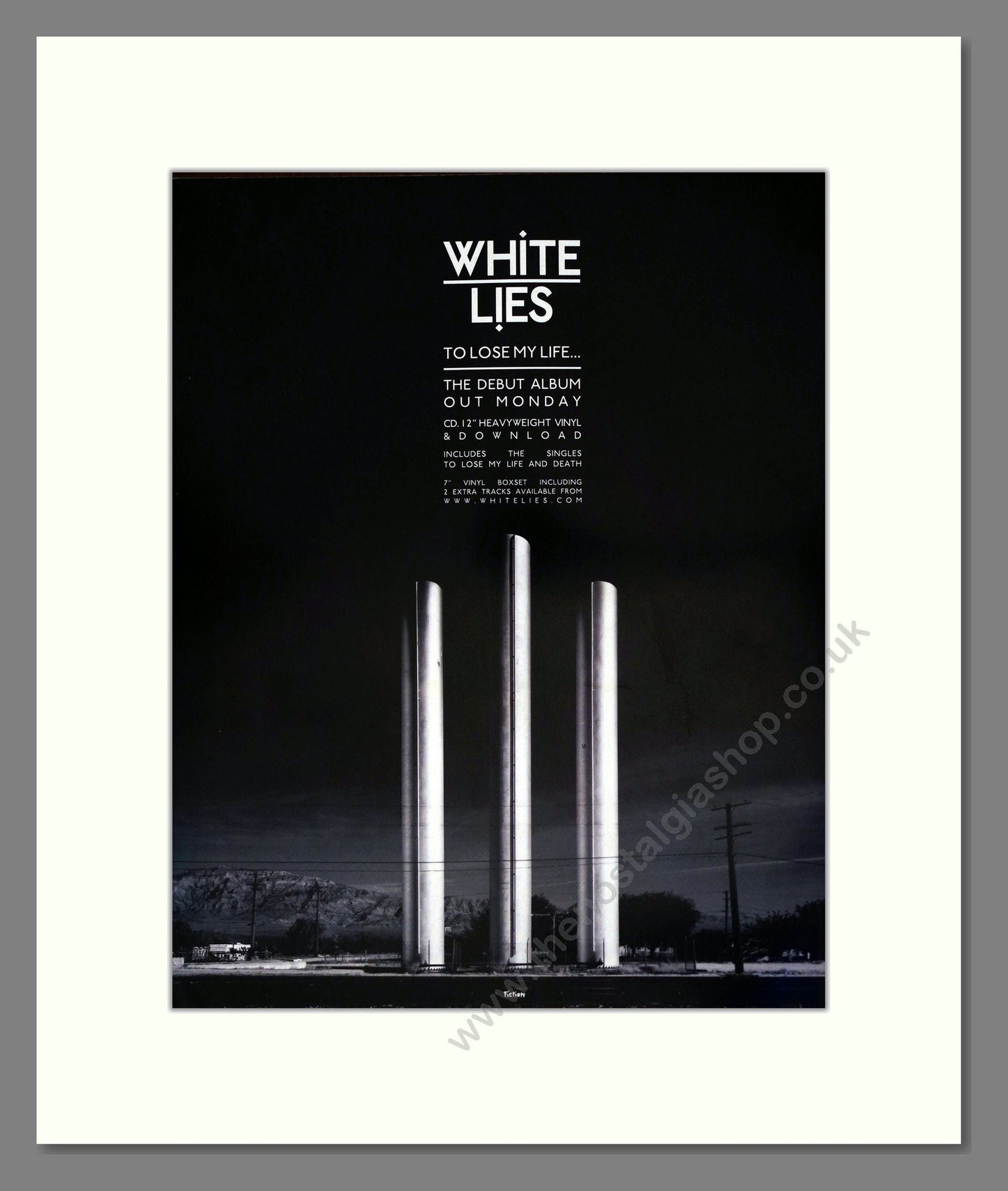 White Lies - To Lose My Life. Vintage Advert 2009 (ref AD302073)