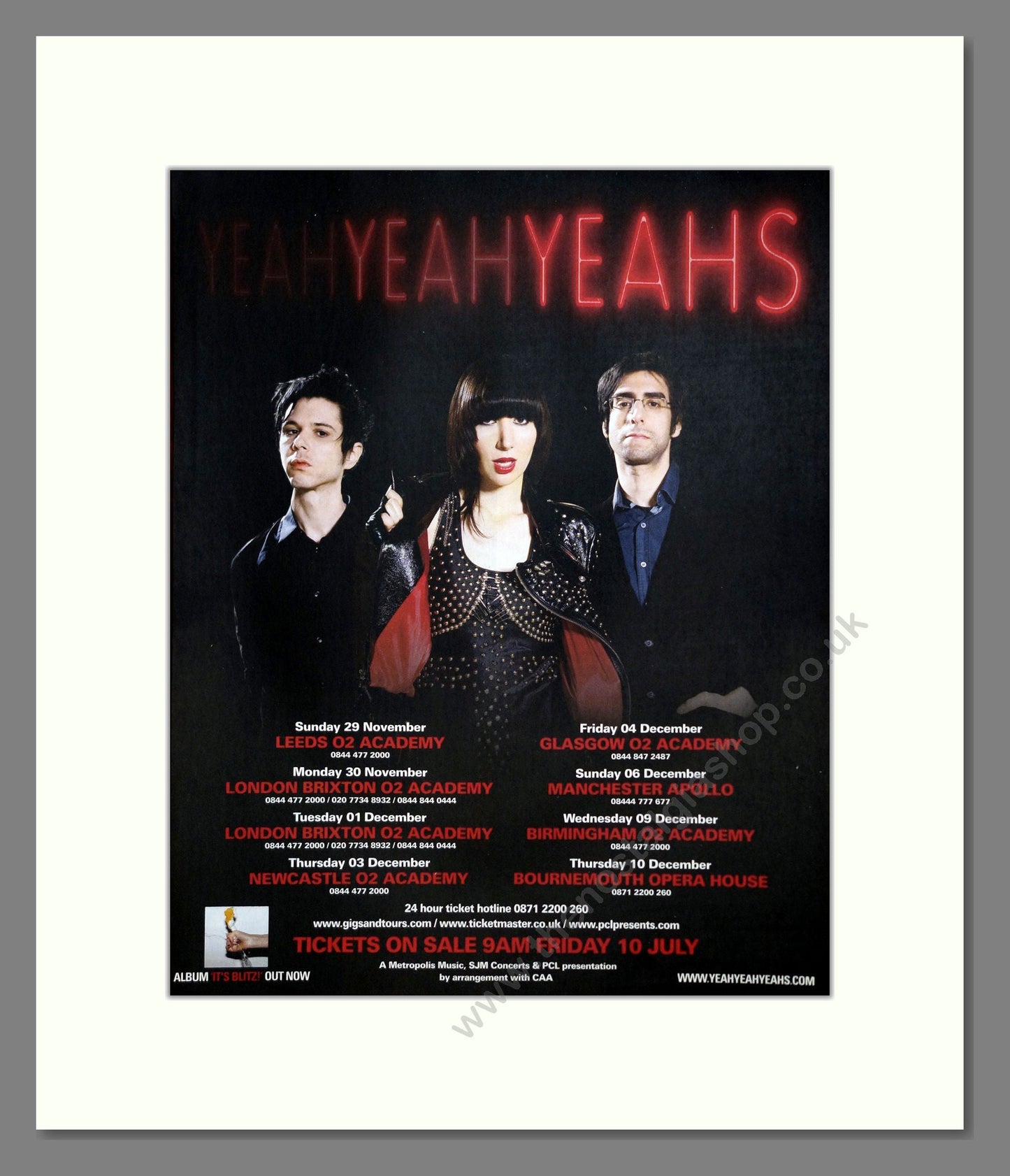 Yeah Yeahs - UK Tour. Vintage Advert 2009 (ref AD302092)