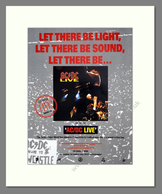 AC DC - Live. Vintage Advert 1992 (ref AD302151)