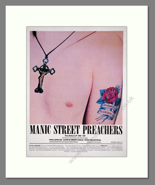Manic Street Preachers - Debut Album. Vintage Advert 1992 (ref AD302166)