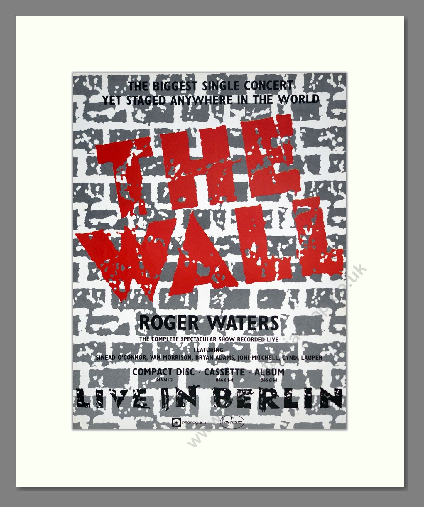 Roger Waters - The Wall. Vintage Advert 1990 (ref AD302176)
