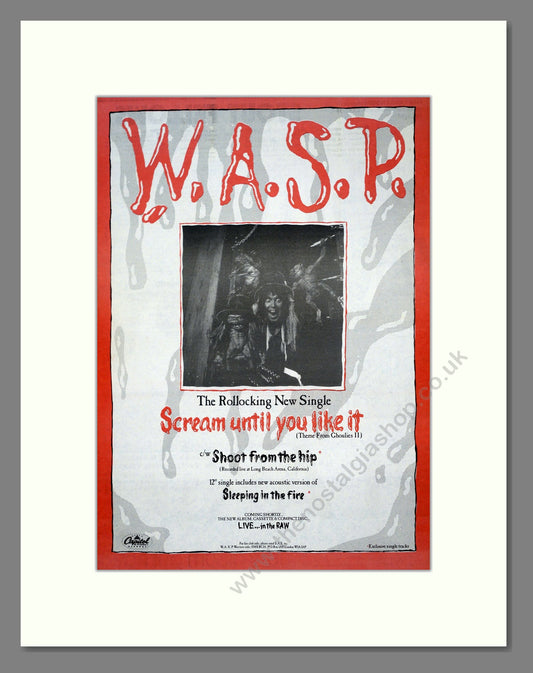 WASP - Scream Until You Like It. Vintage Advert 1987 (ref AD18524)