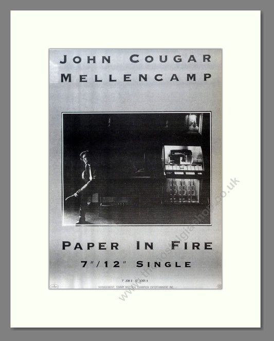 John Cougar Mellencamp - Paper In Fire. Vintage Advert 1987 (ref AD18525)