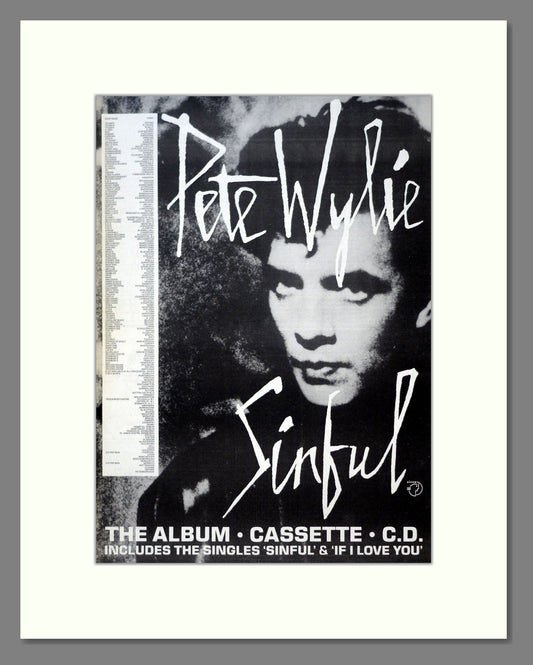 Pete Wylie - Sinful. Vintage Advert 1987 (ref AD18526)