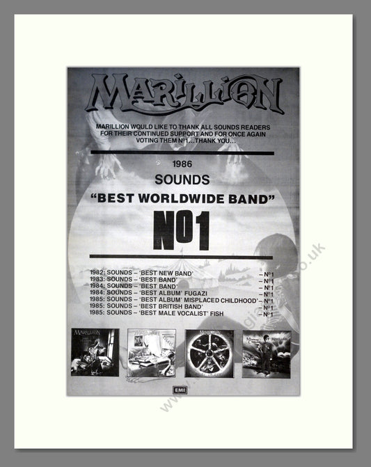 Marillion - Best Band - Thanks. Vintage Advert 1987 (ref AD18532)