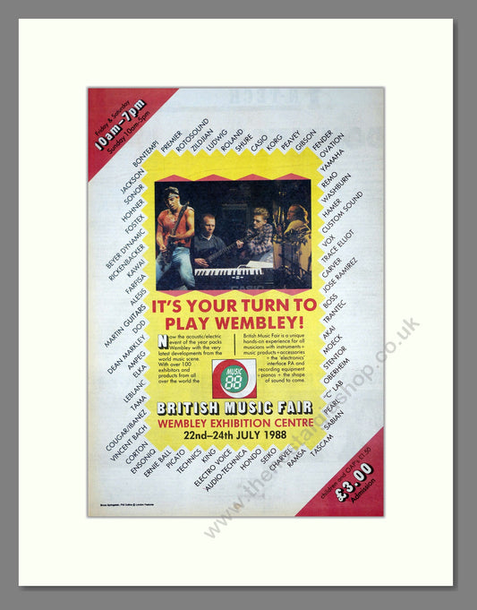 British Music Fair - Wembley Exhibition Centre. Vintage Advert 1988 (ref AD18543)