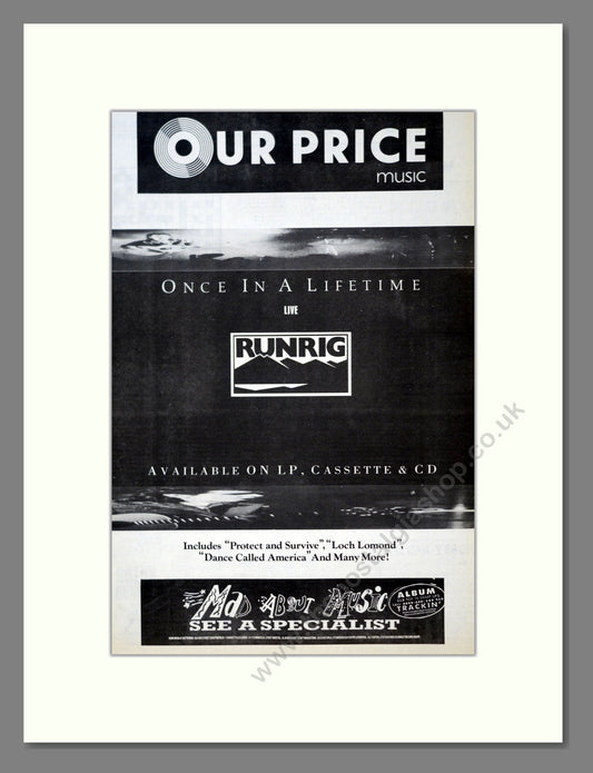 Runrig - Once In A Lifetime. Vintage Advert 1988 (ref AD18548)