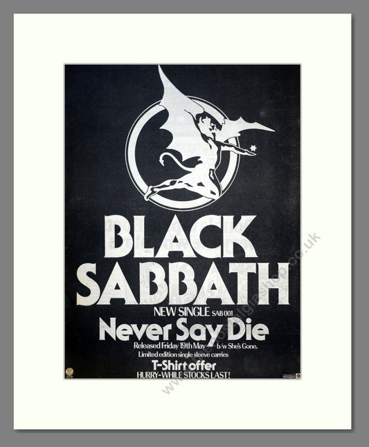 Black Sabbath - Never Say Die. Vintage Advert 1978 (ref AD18557)
