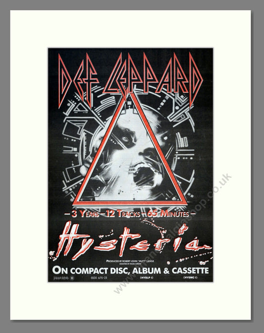 Def Leppard - Hysteria. Vintage Advert 1987 (ref AD18559)