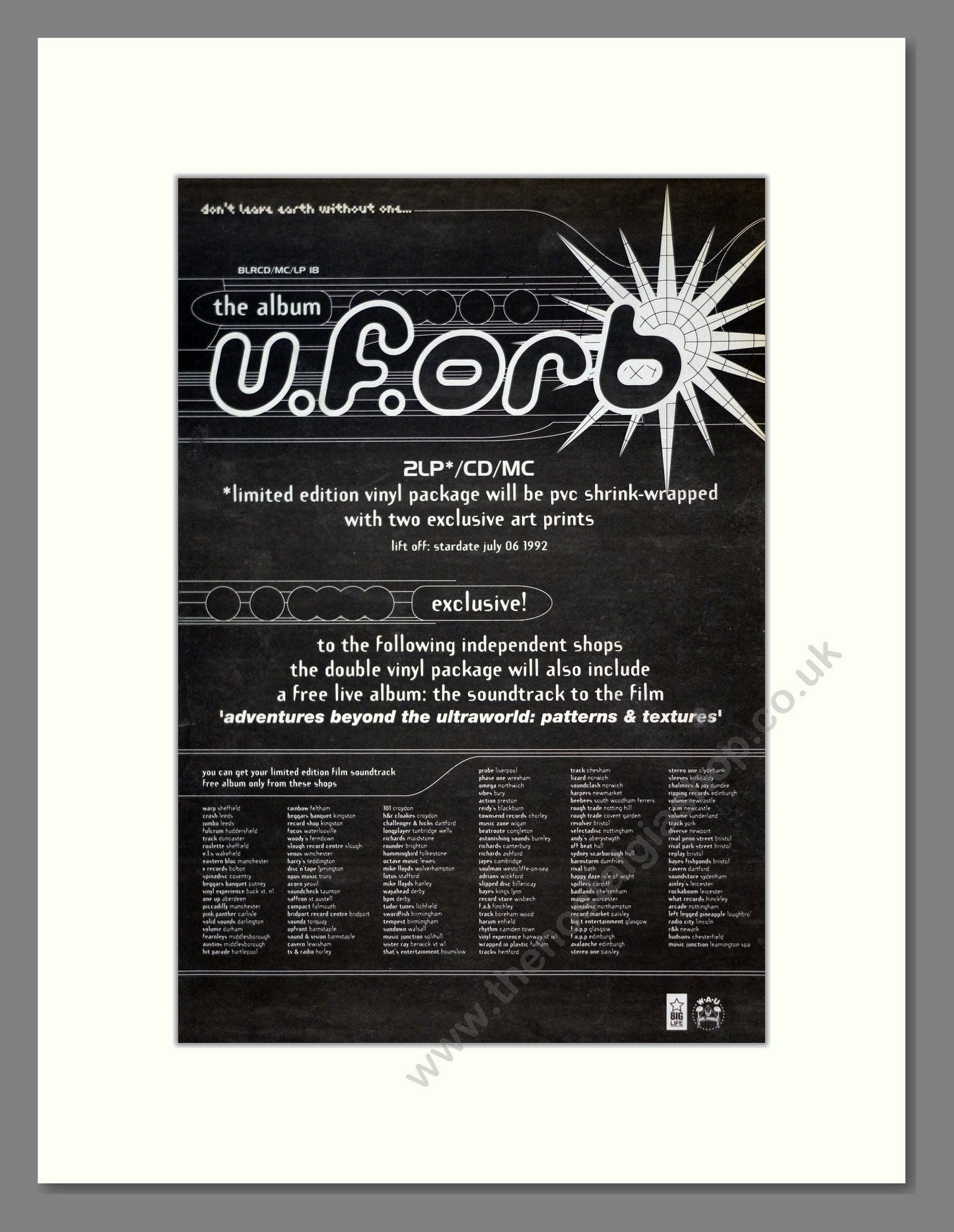 Orb (The) - U.F.Orb. Vintage Advert 1992 (ref AD18569)