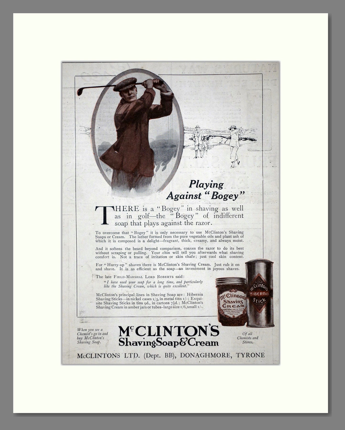 McClintons - Shaving Soap. Vintage Advert 1919 (ref AD62182)