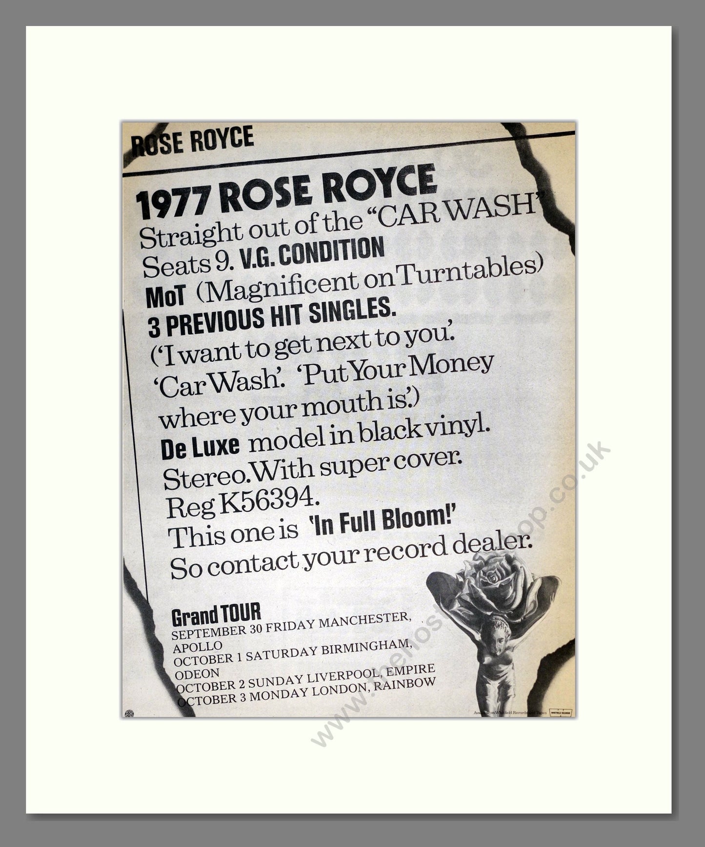 Rose Royce - Car Wash. Vintage Advert 1977 (ref AD18647)