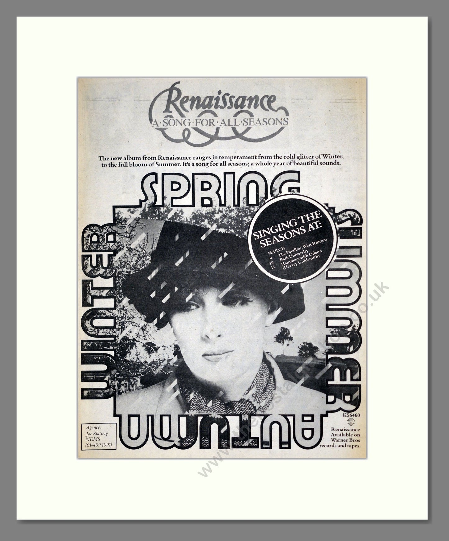 Renaissance - A Song For All Seasons. Vintage Advert 1978 (ref AD18686)