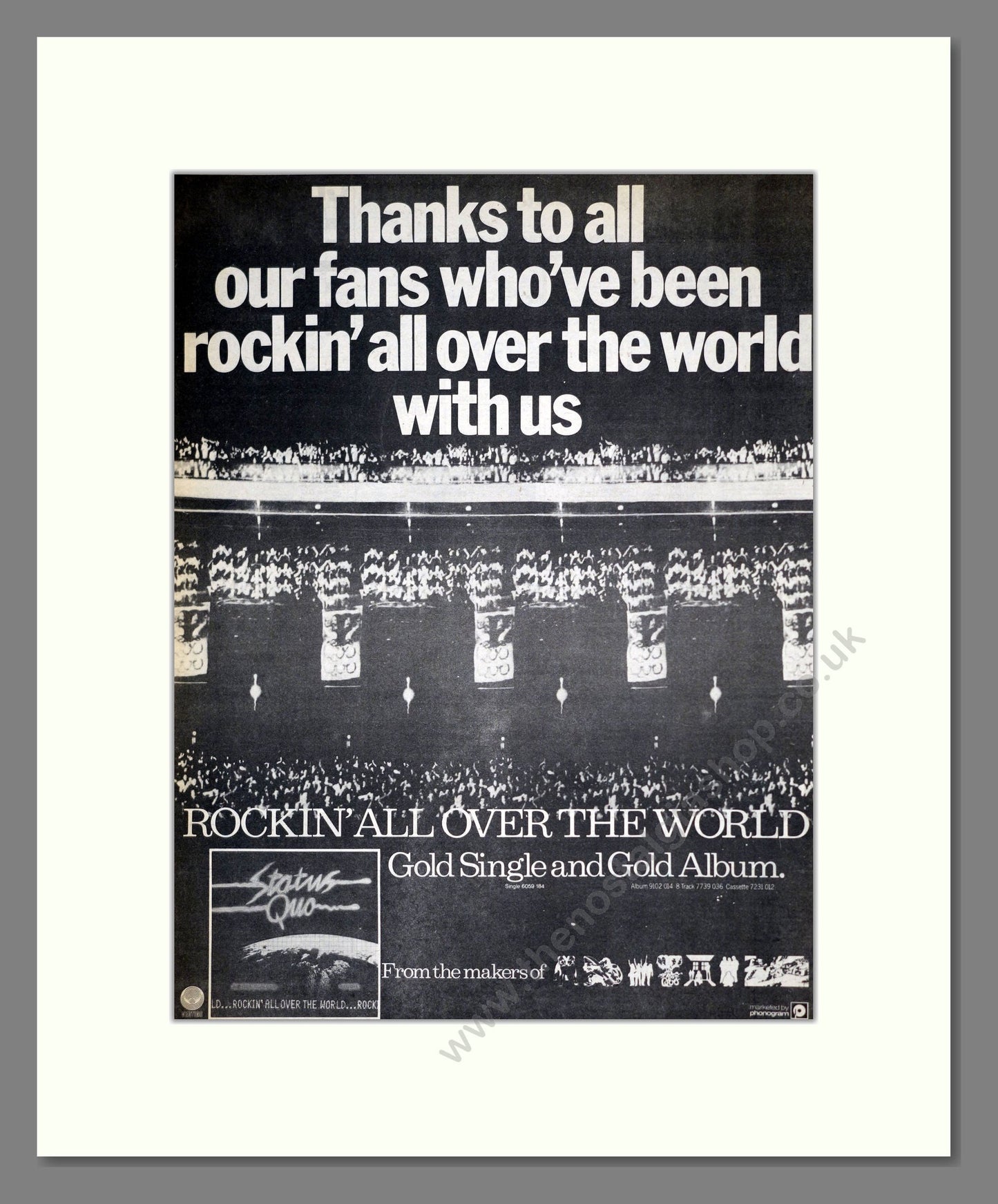 Status Quo - Rockin' All Over The World. Vintage Advert 1978 (ref AD18706)