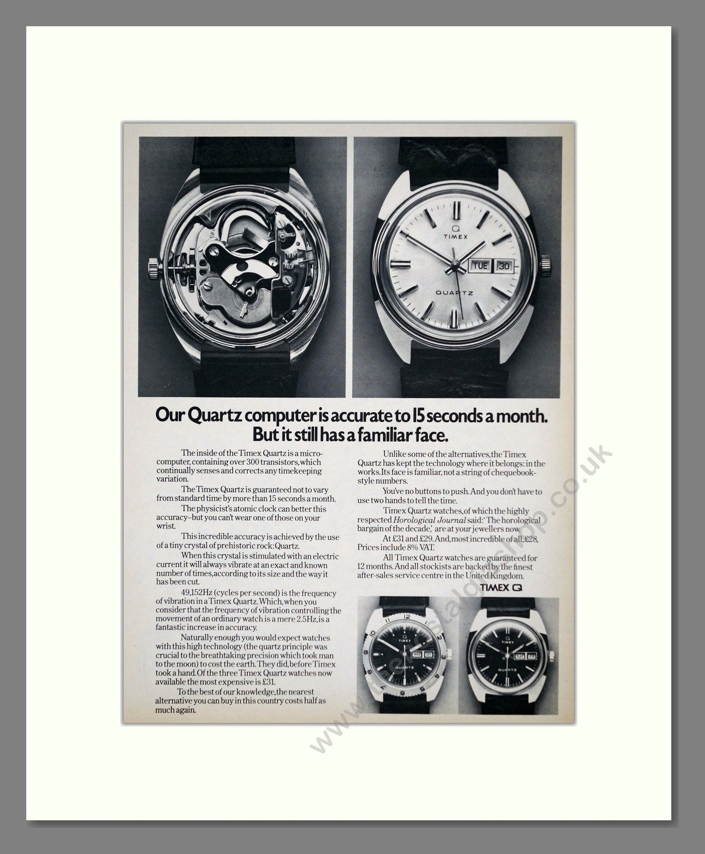 Timex - Quartz. Vintage Advert 1976 (ref AD62317)