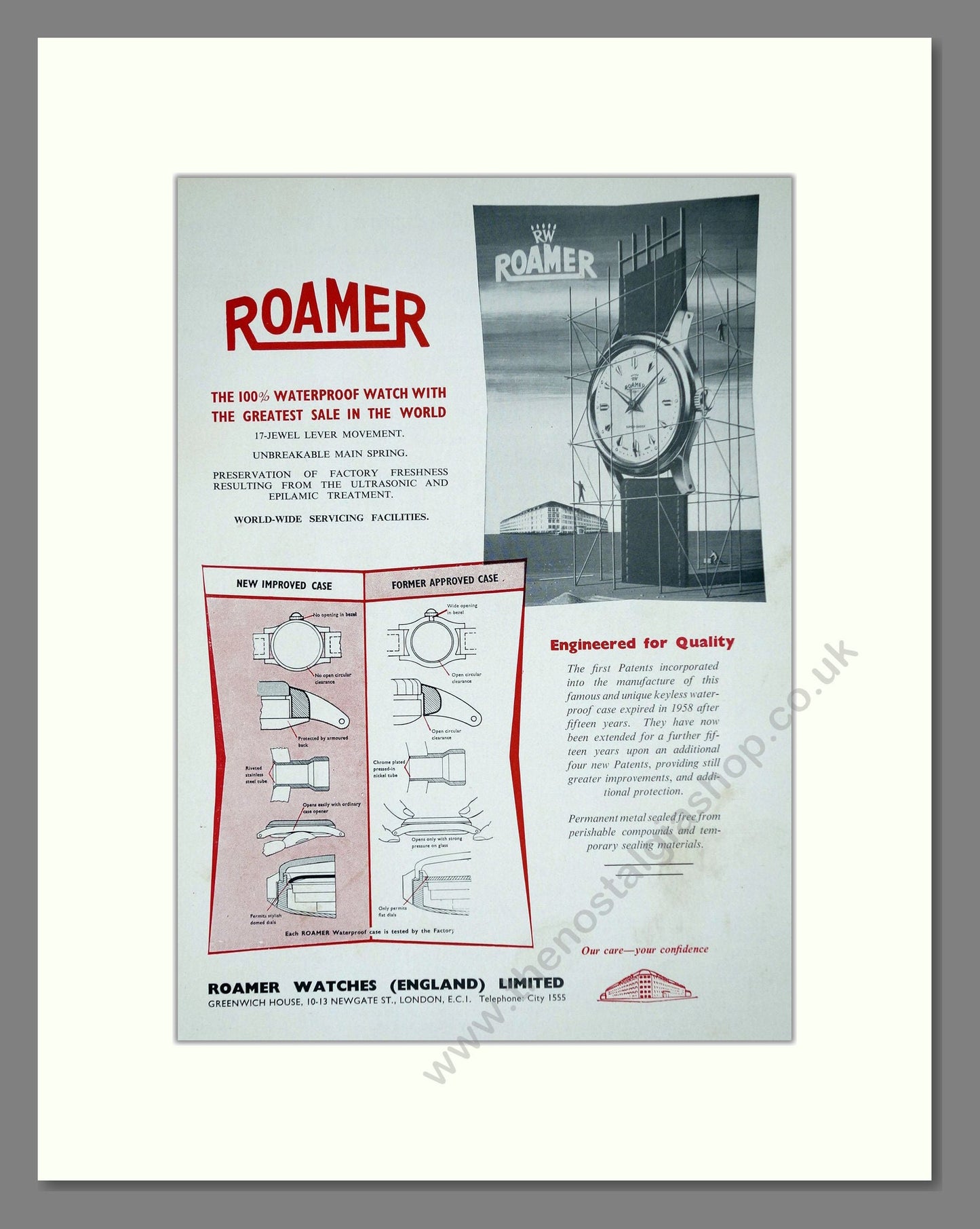Roamer - 100% Waterproof. Vintage Advert 1959 (ref AD62359)