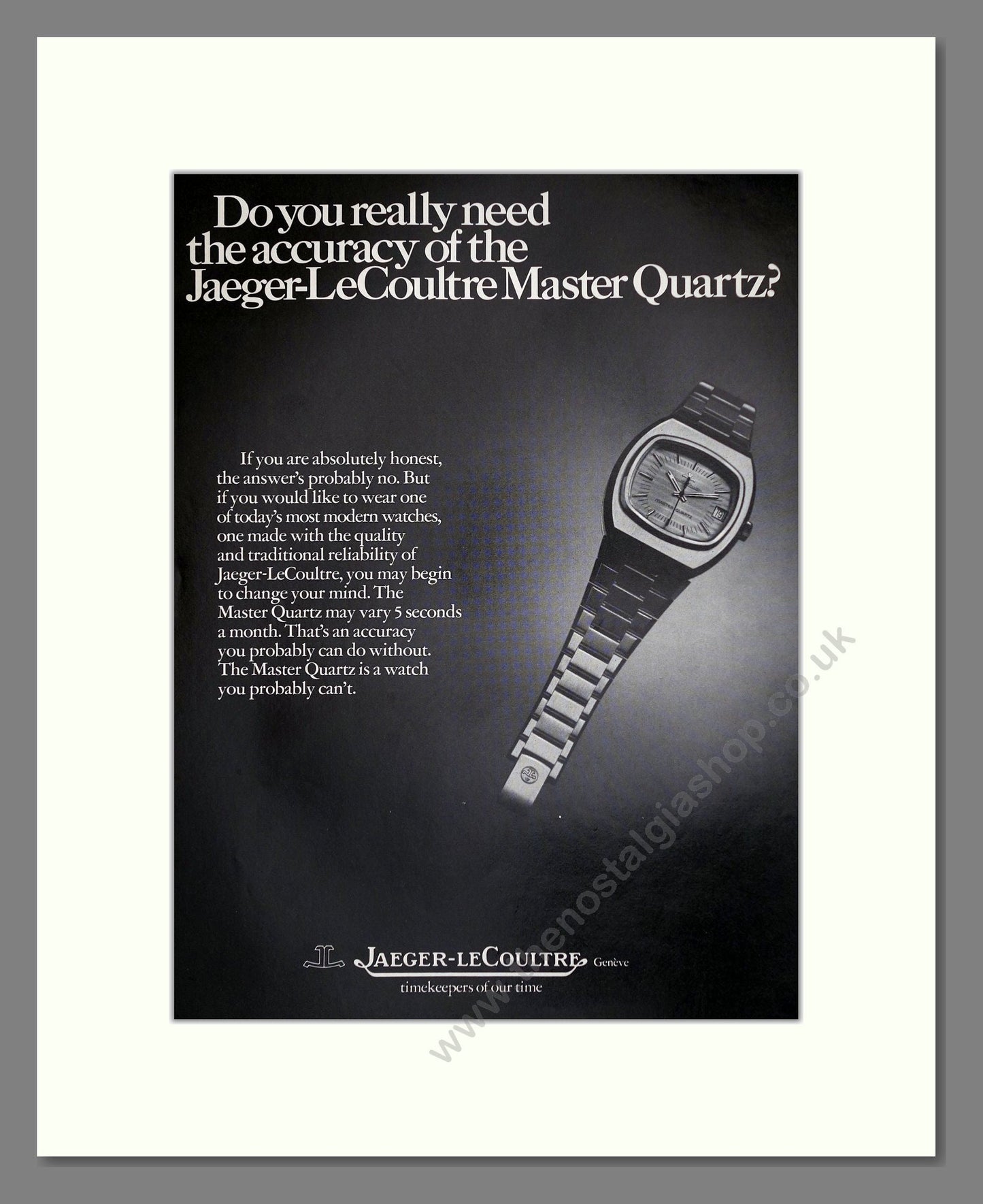 Jaeger LeCoultre - Master Quartz. Vintage Advert 1973 (ref AD62410)