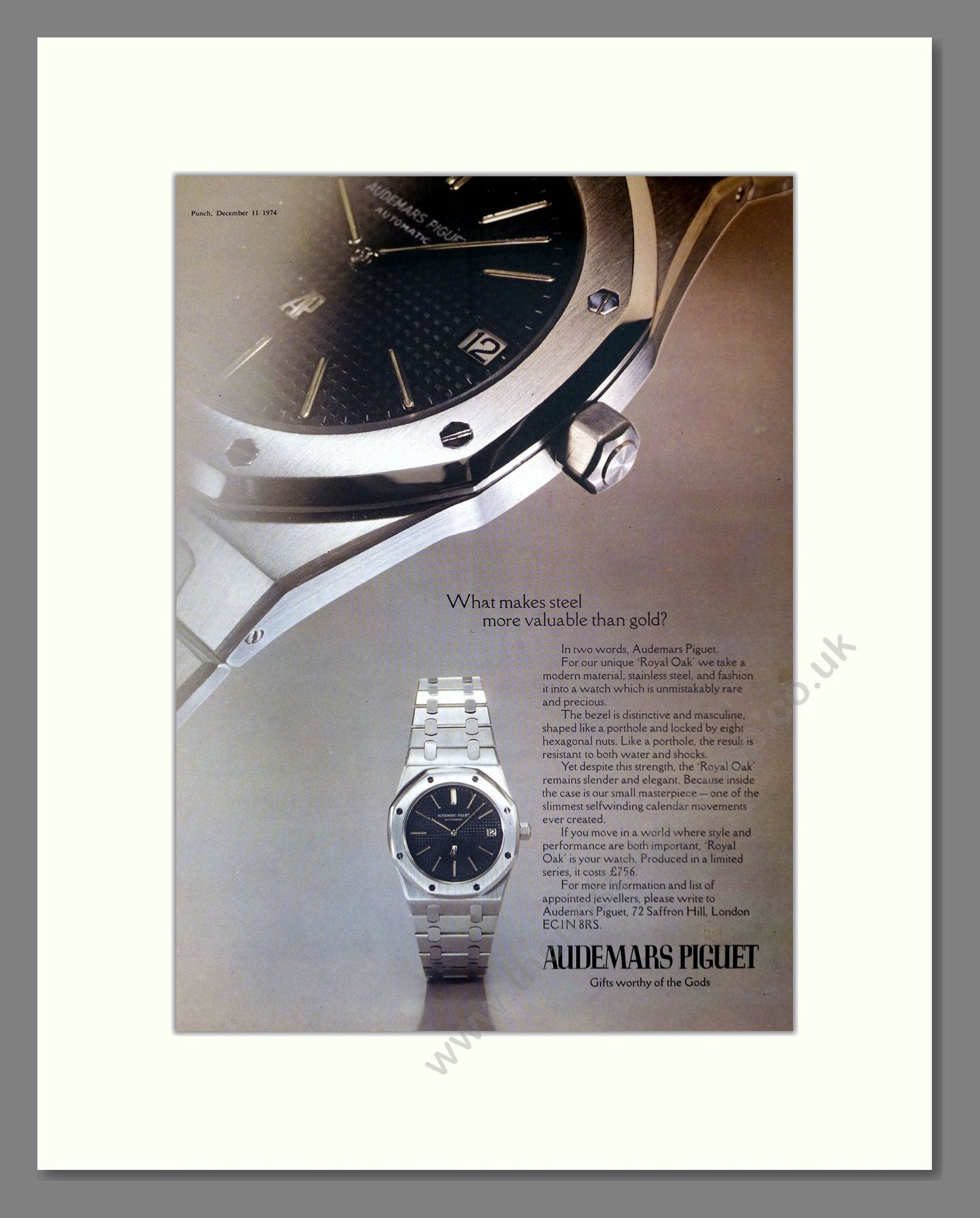 Audemars Piguet - Royal Oak. Vintage Advert 1974 (ref AD62471)