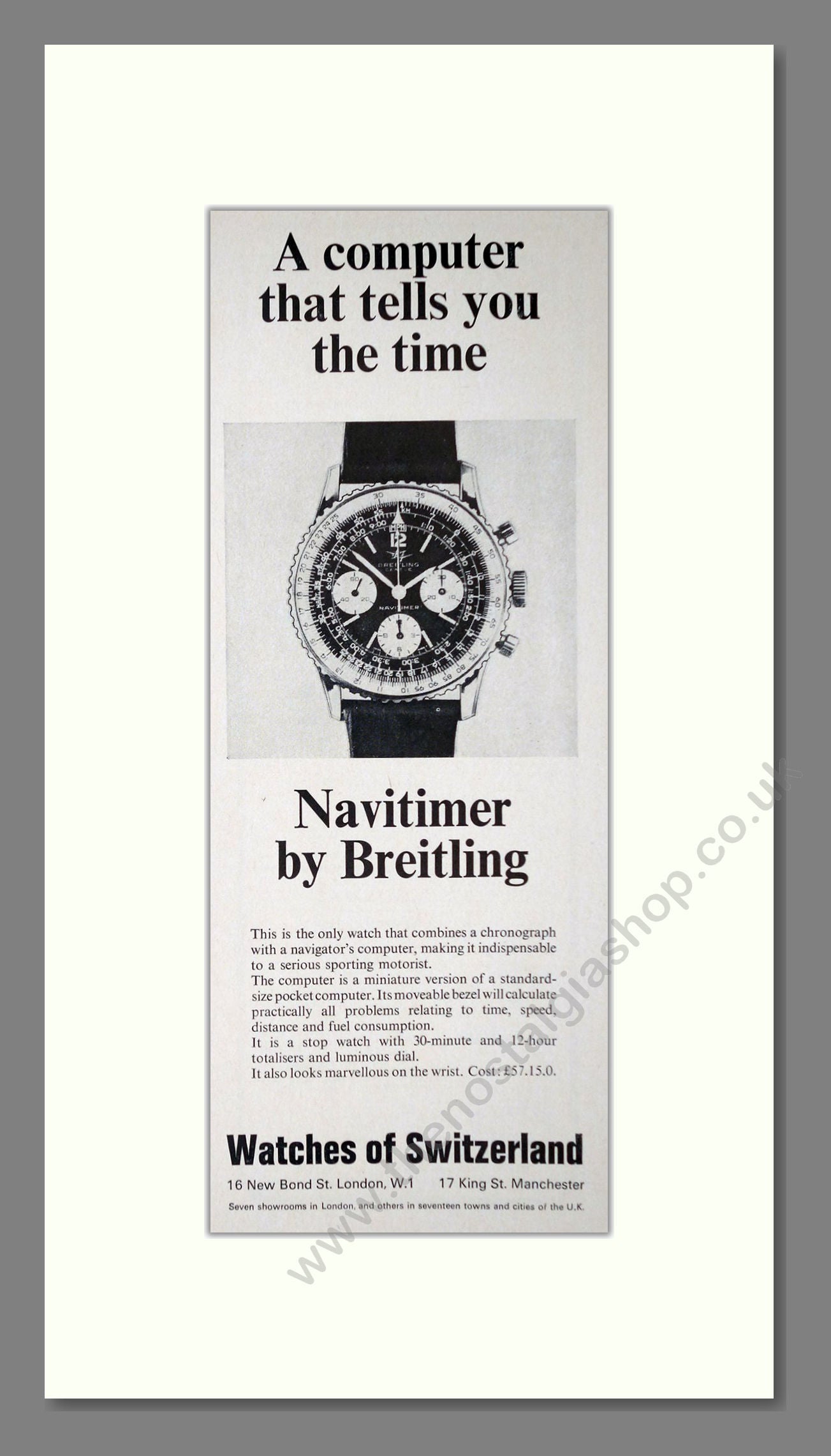 Breitling - Navitimer. Vintage Advert 1968 (ref AD62542)