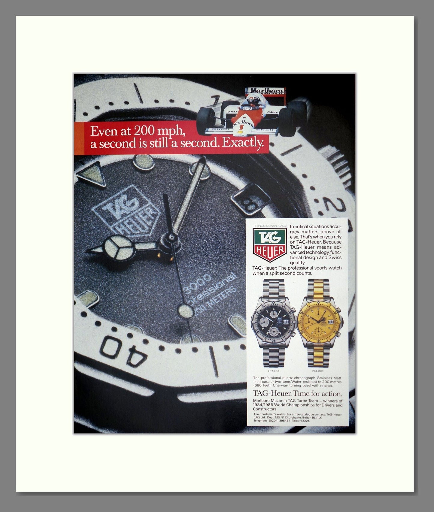 Tag Heuer - Quartz Chronograph. Vintage Advert 1986 (ref AD62558)
