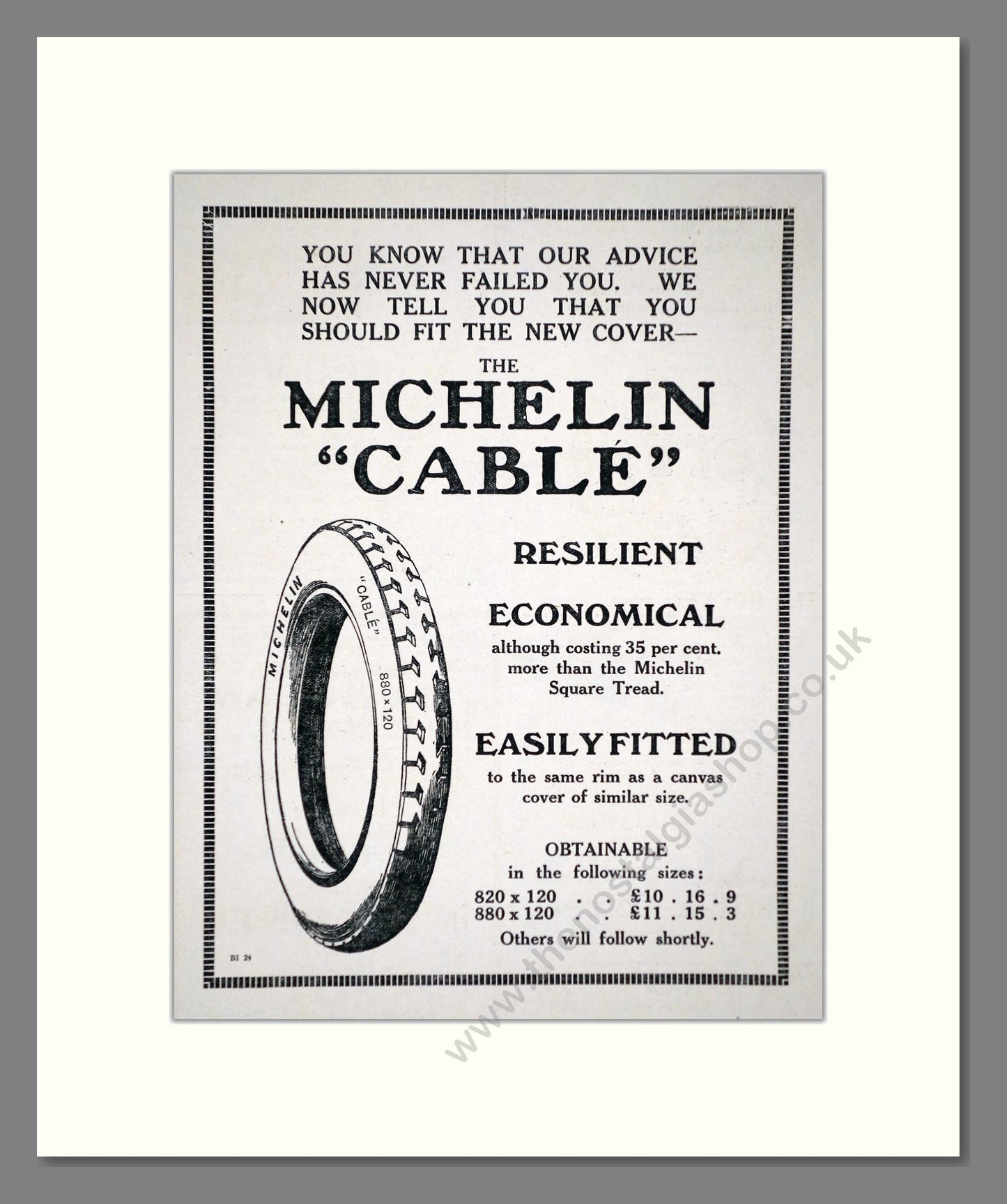 Michelin - Cable. Vintage Advert 1919 (ref AD62602)