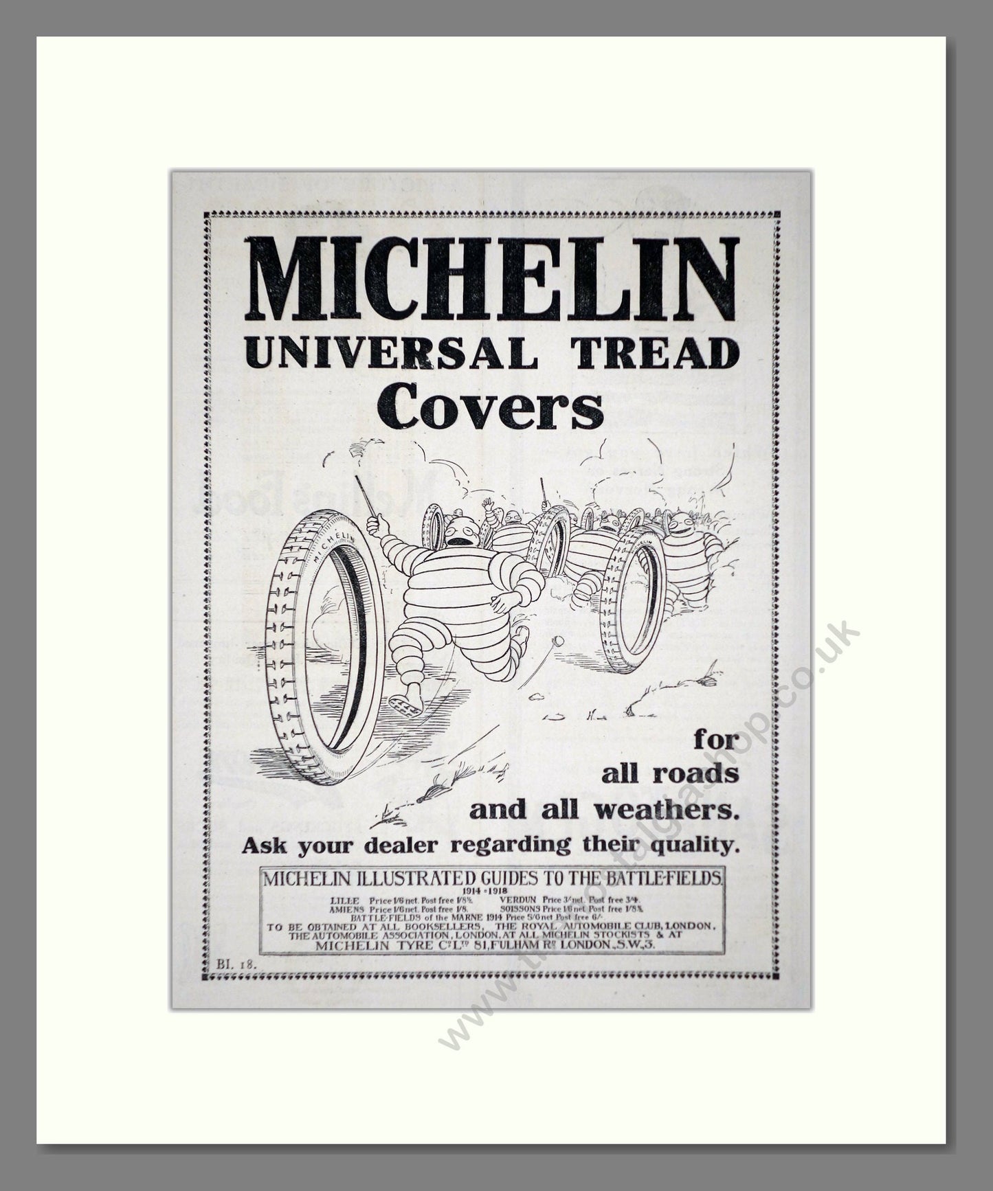 Michelin - Universal Tread Covers. Vintage Advert 1919 (ref AD62610)