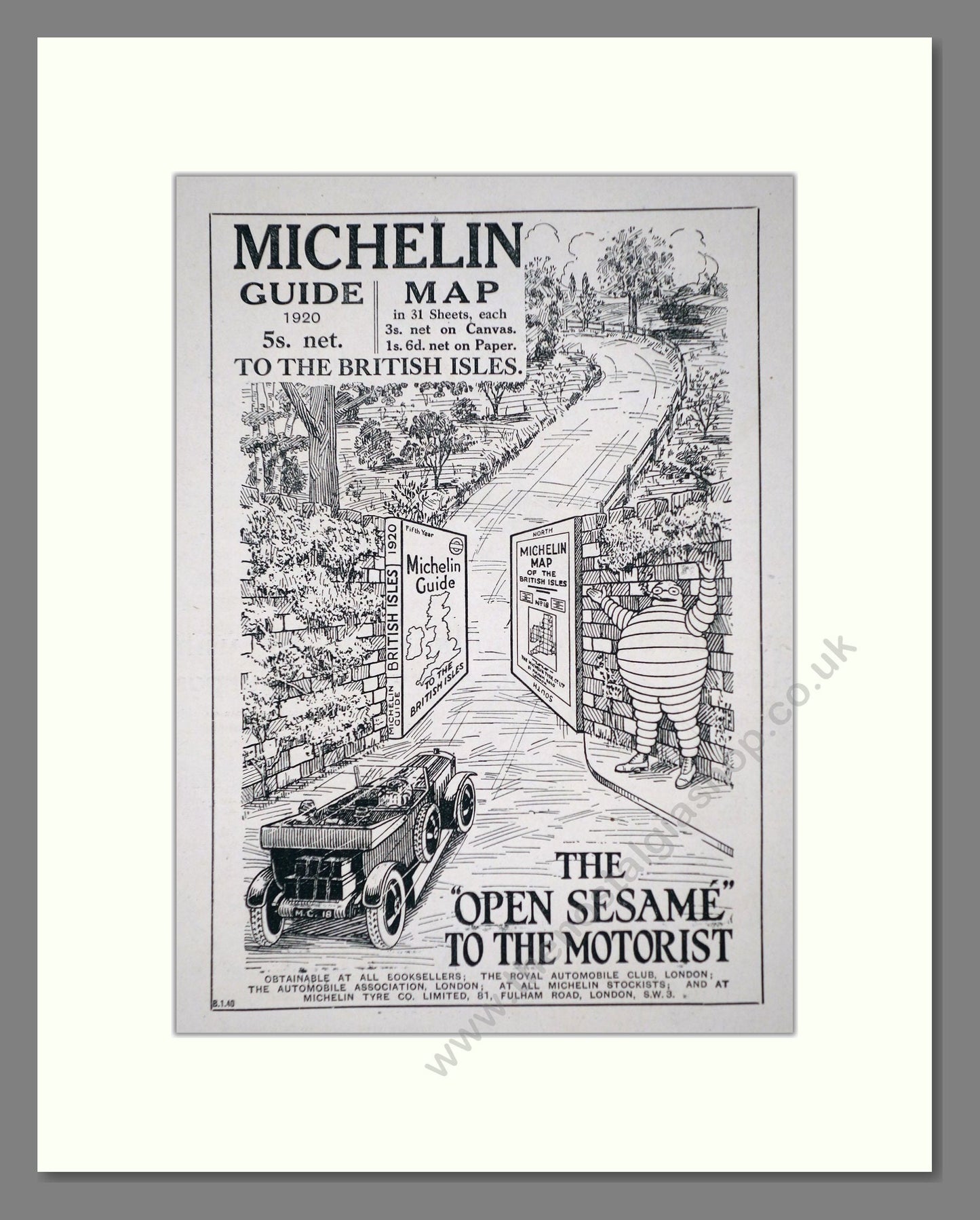 Michelin - Guide to The British Isles. Vintage Advert 1920 (ref AD62625)