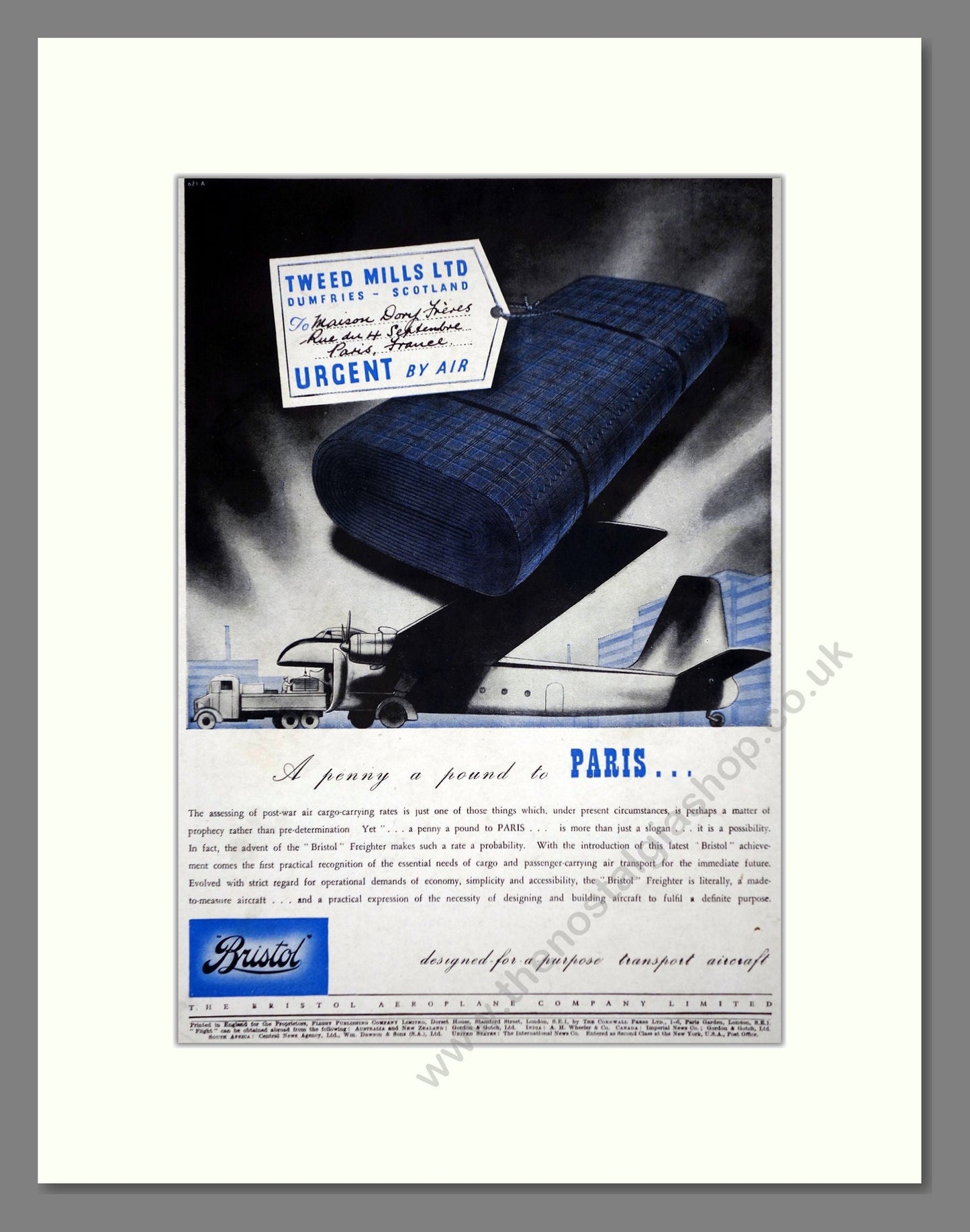 Bristol - A Penny A Pound To Paris. Vintage Advert 1945 (ref AD62664)
