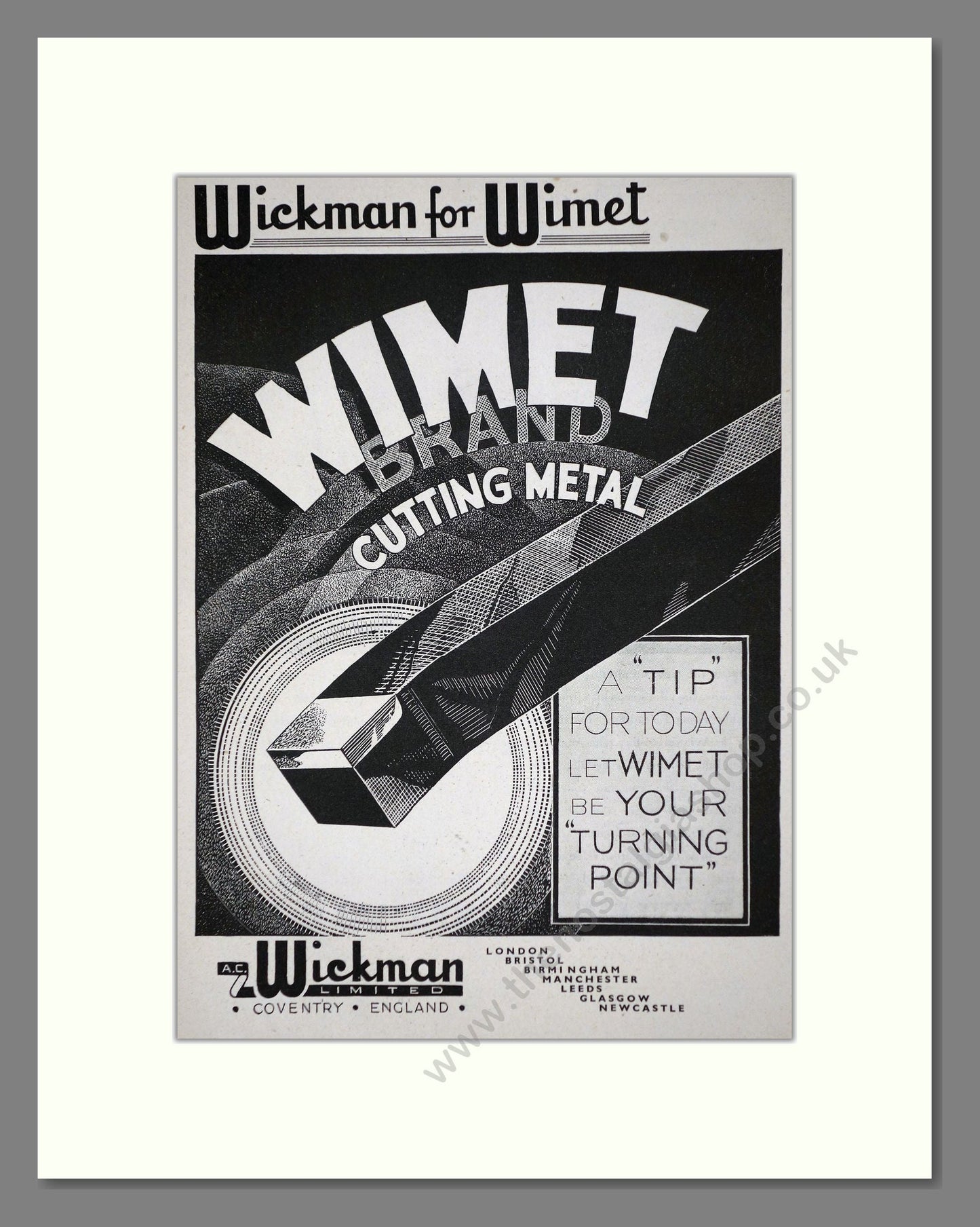 Wickman - Wimet Cutting Metal. Vintage Advert 1942 (ref AD62722)