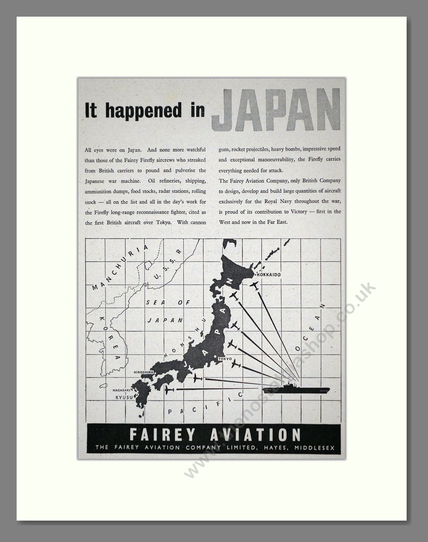 Fairey Aviation - It Happened In Japan. Vintage Advert 1945 (ref AD62727)