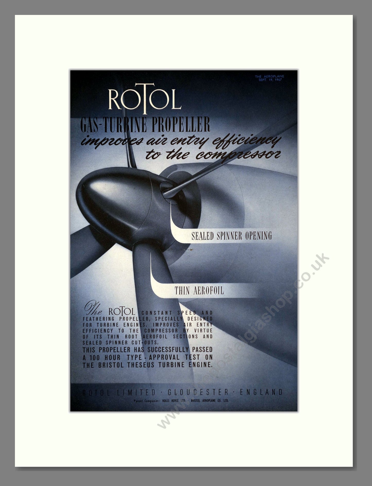 Rotol - Gas Turbine Propeller. Vintage Advert 1947 (ref AD62741)