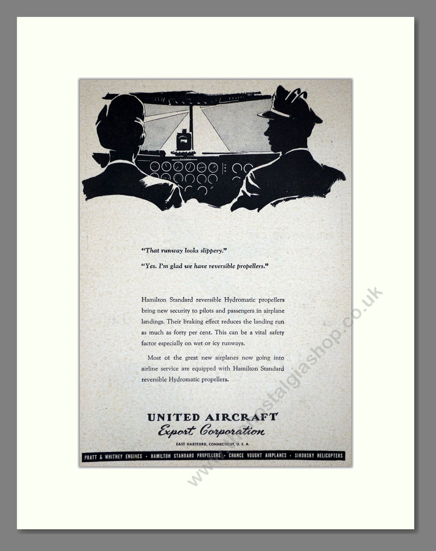 United Aircraft Export Co - Hamilton Propellers. Vintage Advert 1947 (ref AD62759)