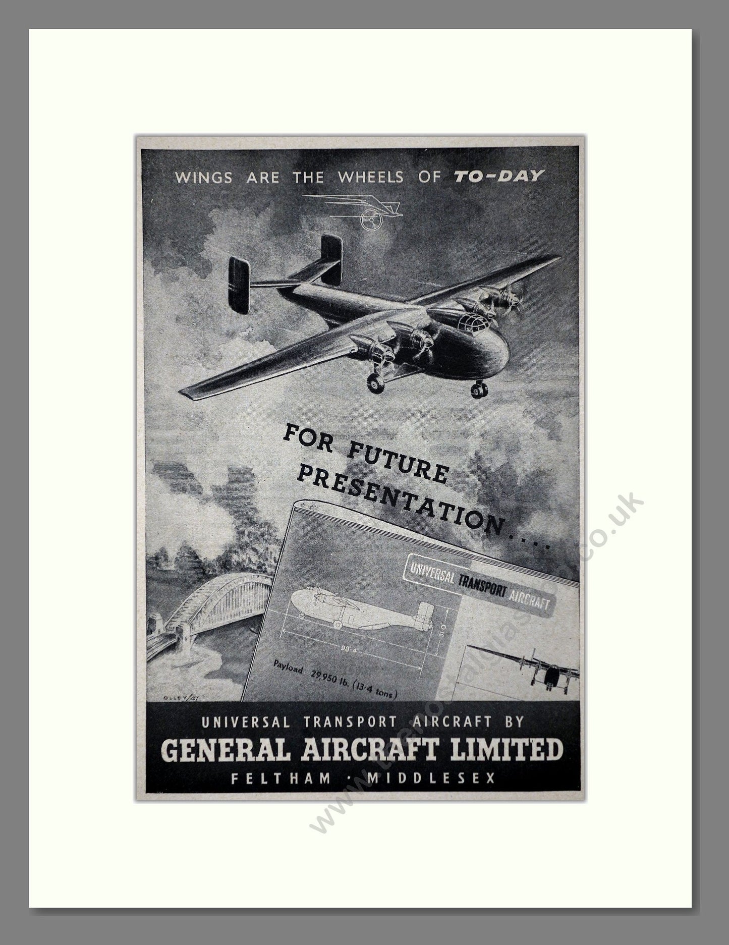 General Aircraft Limited - Universal Transport Aircraft. Vintage Advert 1947 (ref AD62762)