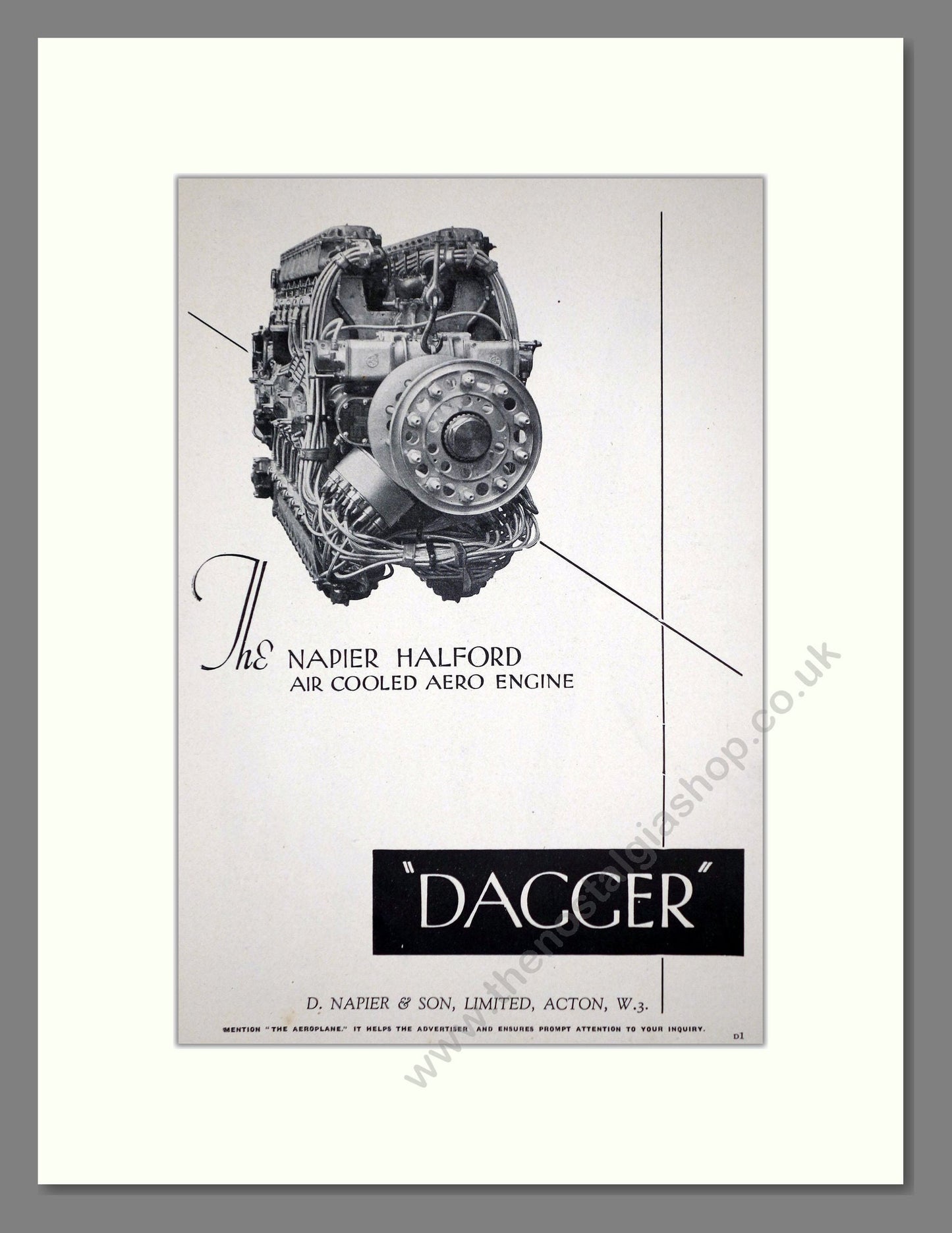Napier - Dagger Halford Engine. Vintage Advert 1936 (ref AD62768)