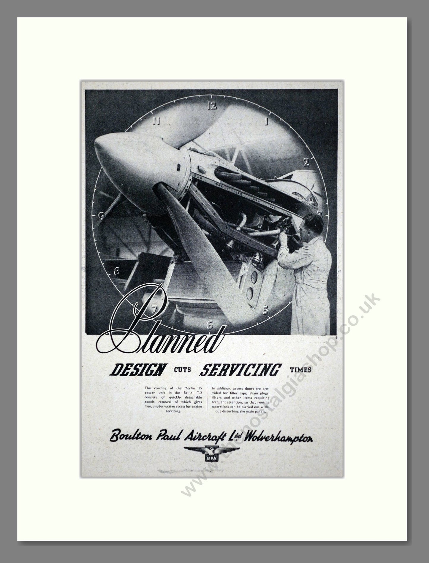 Boulton Paul - Planned Design Cuts Servicing Time. Vintage Advert 1949 (ref AD62806)