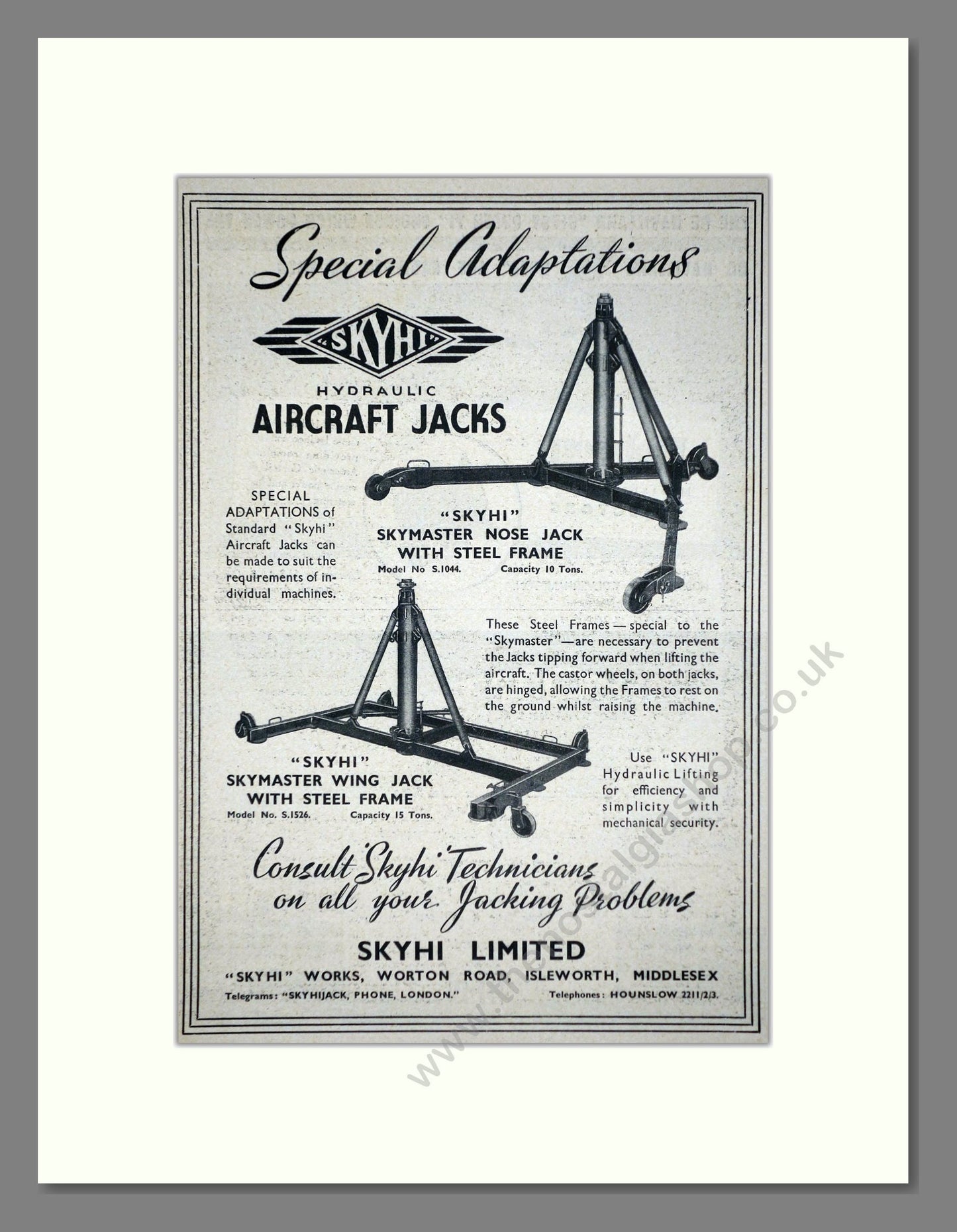 Skyhi - Aircraft Jacks. Vintage Advert 1947 (ref AD62809)