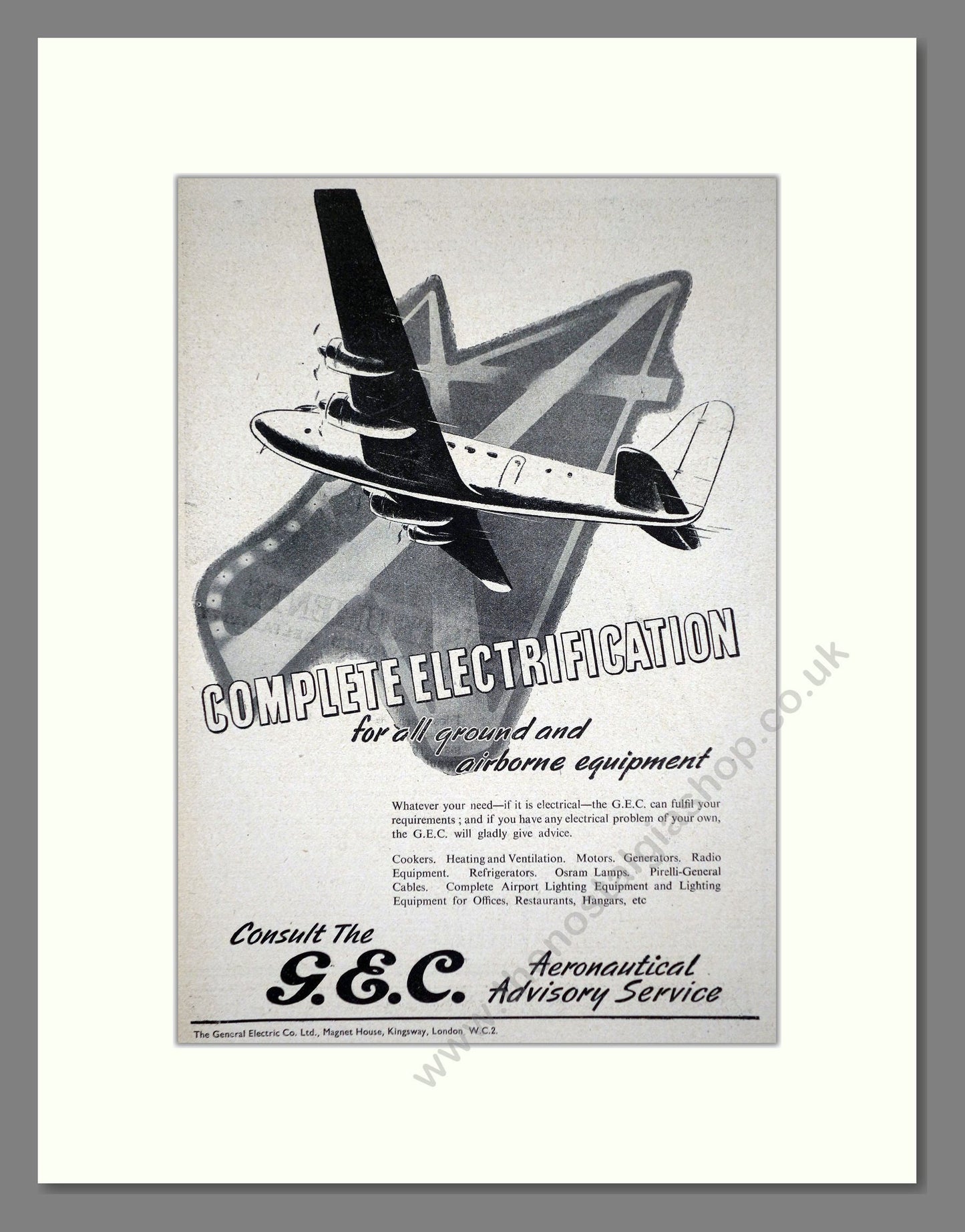 GEC - Electrical Systems. Vintage Advert 1948 (ref AD62814)