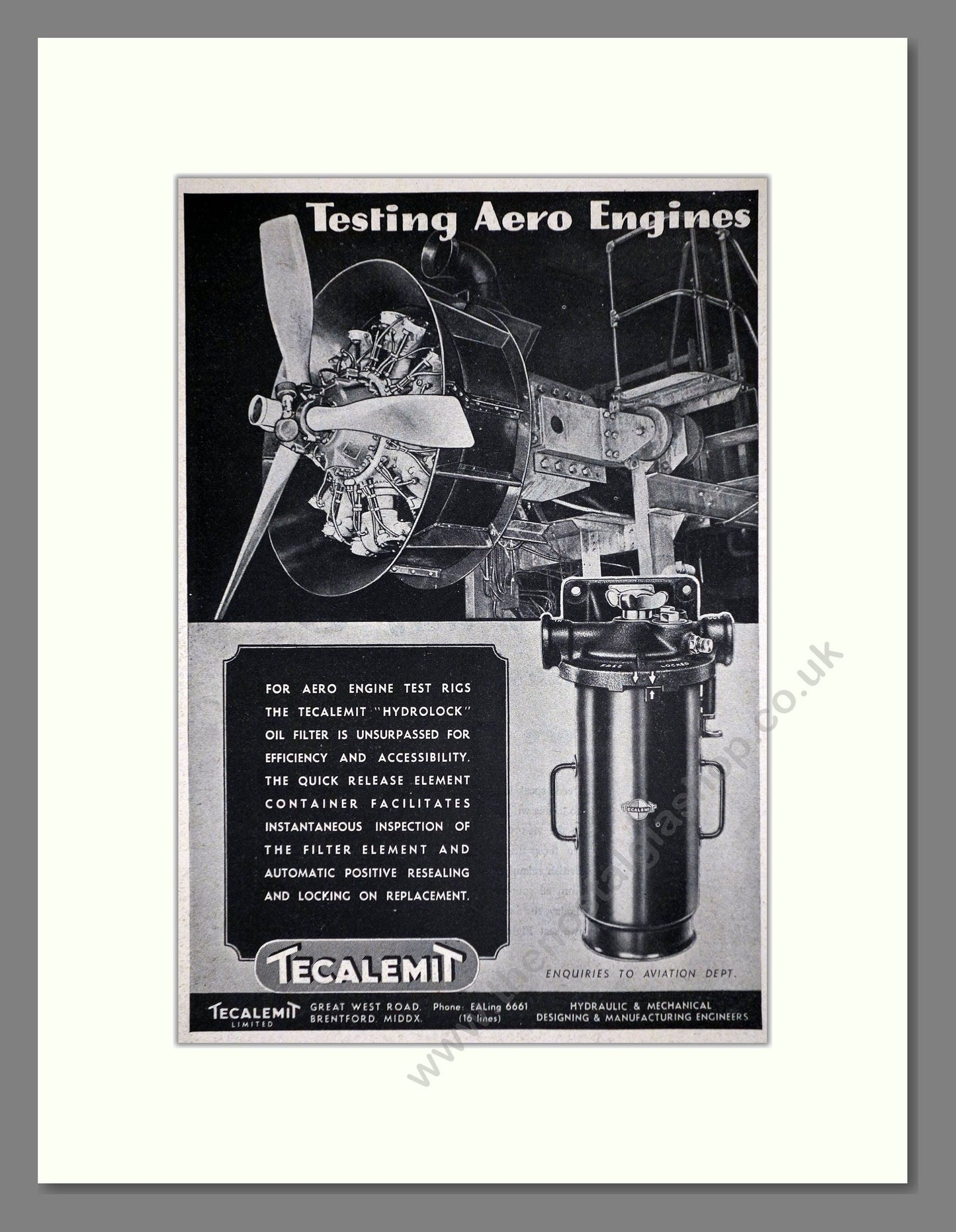 Tecalemit - Testing Aero Engines. Vintage Advert 1946 (ref AD62822)