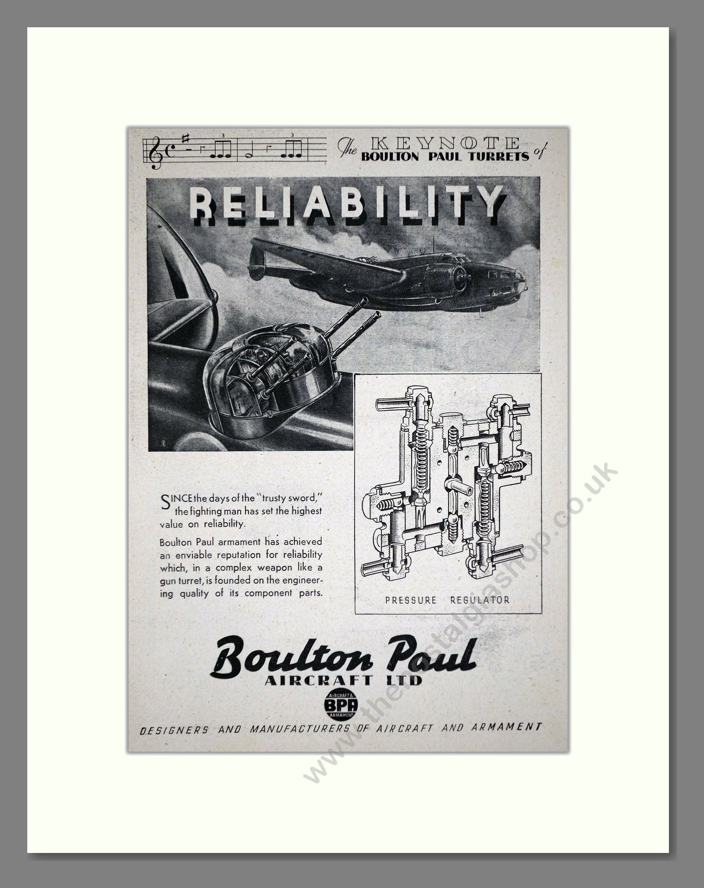 Boulton Paul - Keynote Turrets. Vintage Advert 1945 (ref AD62829)