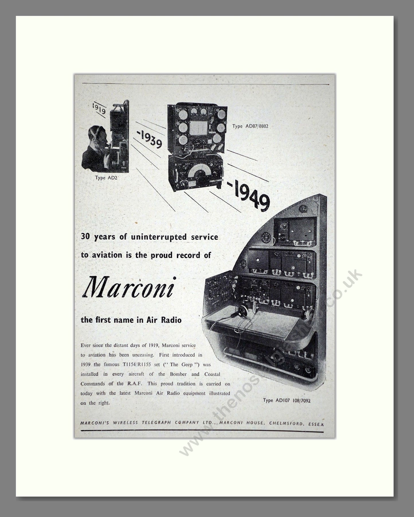 Marconi - First Name In Air Radio. Vintage Advert 1949 (ref AD62842)