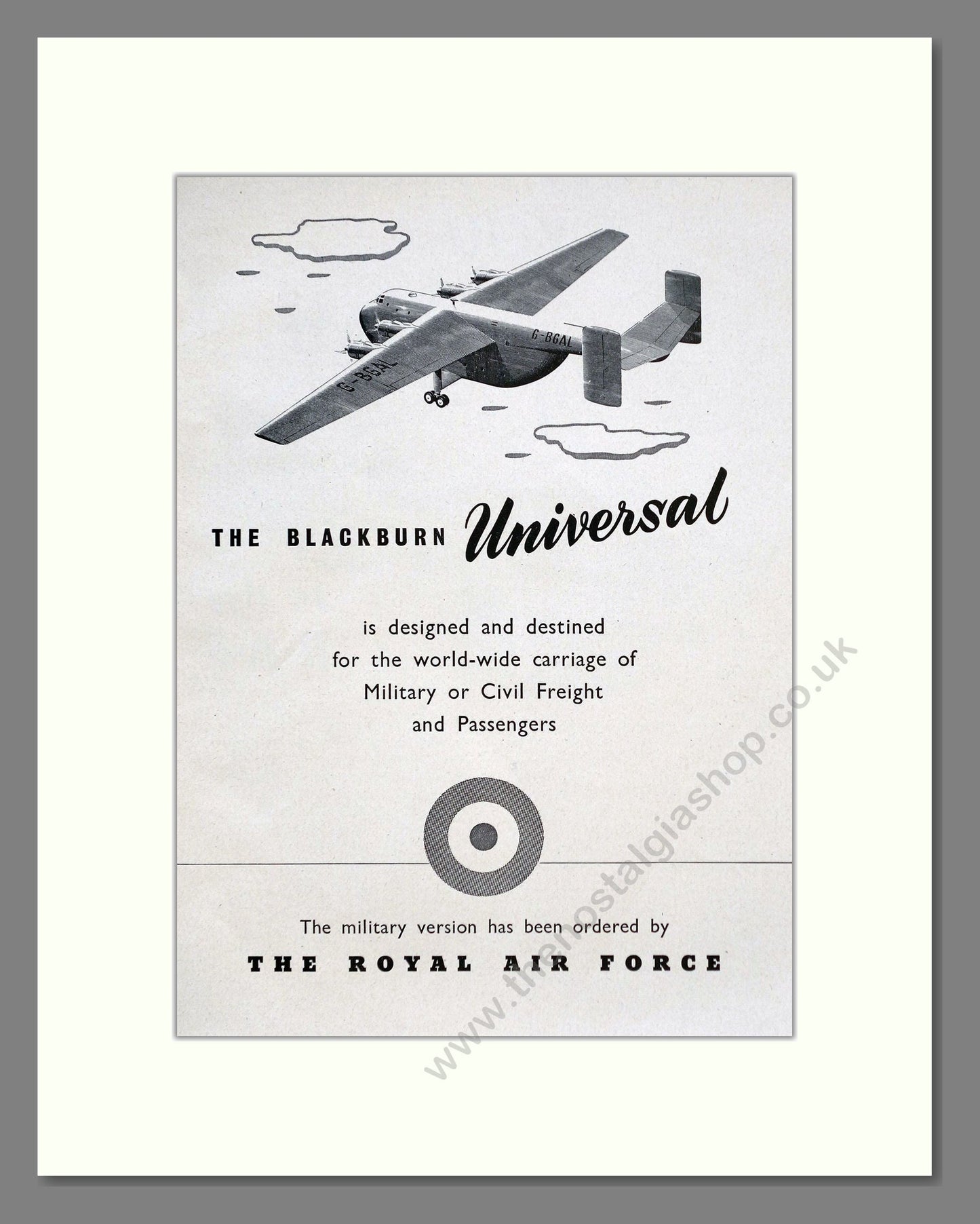 Blackburn - Universal Freighter. Vintage Advert 1952 (ref AD62850)