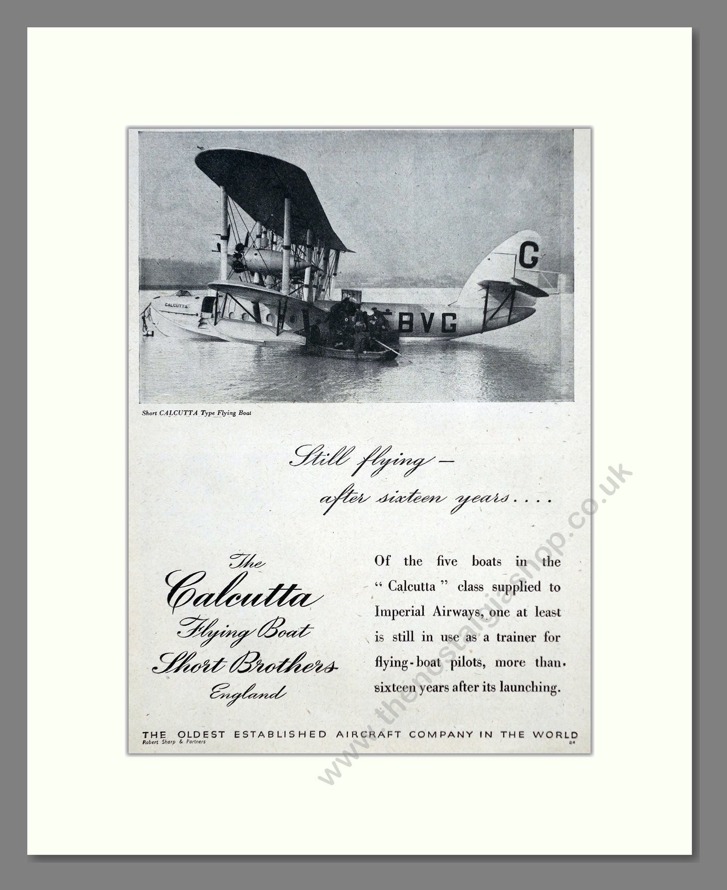 Short Bros Ltd - Calcutta Flying Boat. Vintage Advert 1945 (ref AD62857)