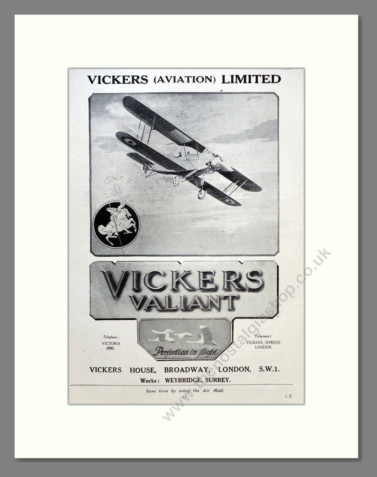 Vickers - Valiant. Vintage Advert 1928 (ref AD62916)