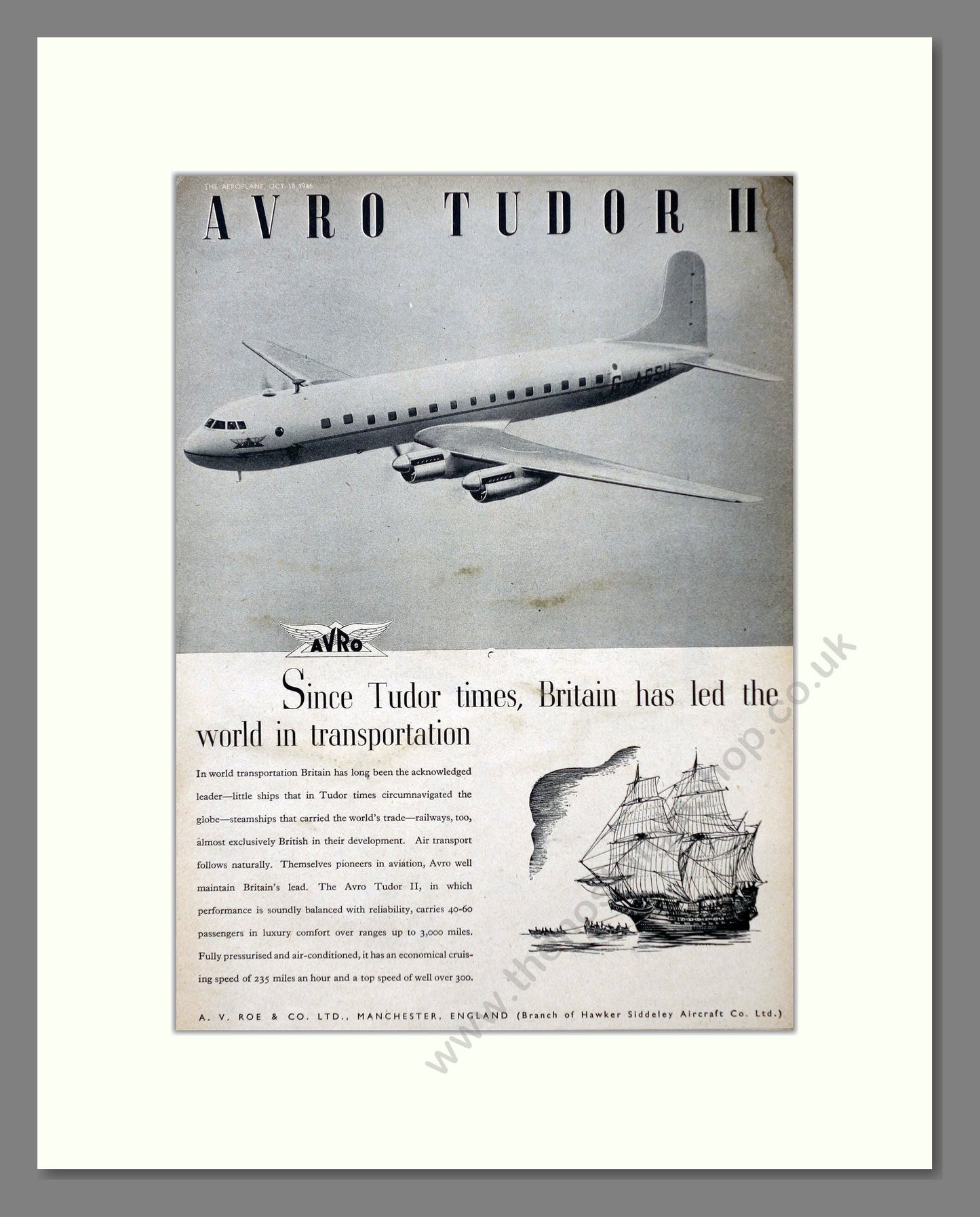 Avro - Tudor II. Vintage Advert 1945 (ref AD62944)