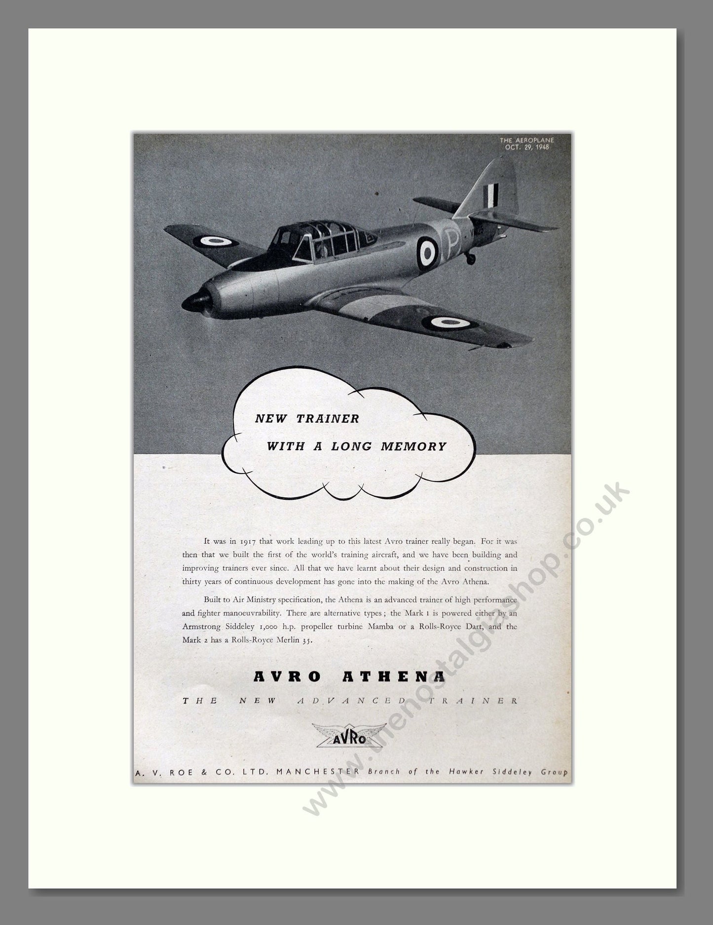 Avro - Athena. Vintage Advert 1948 (ref AD62946)