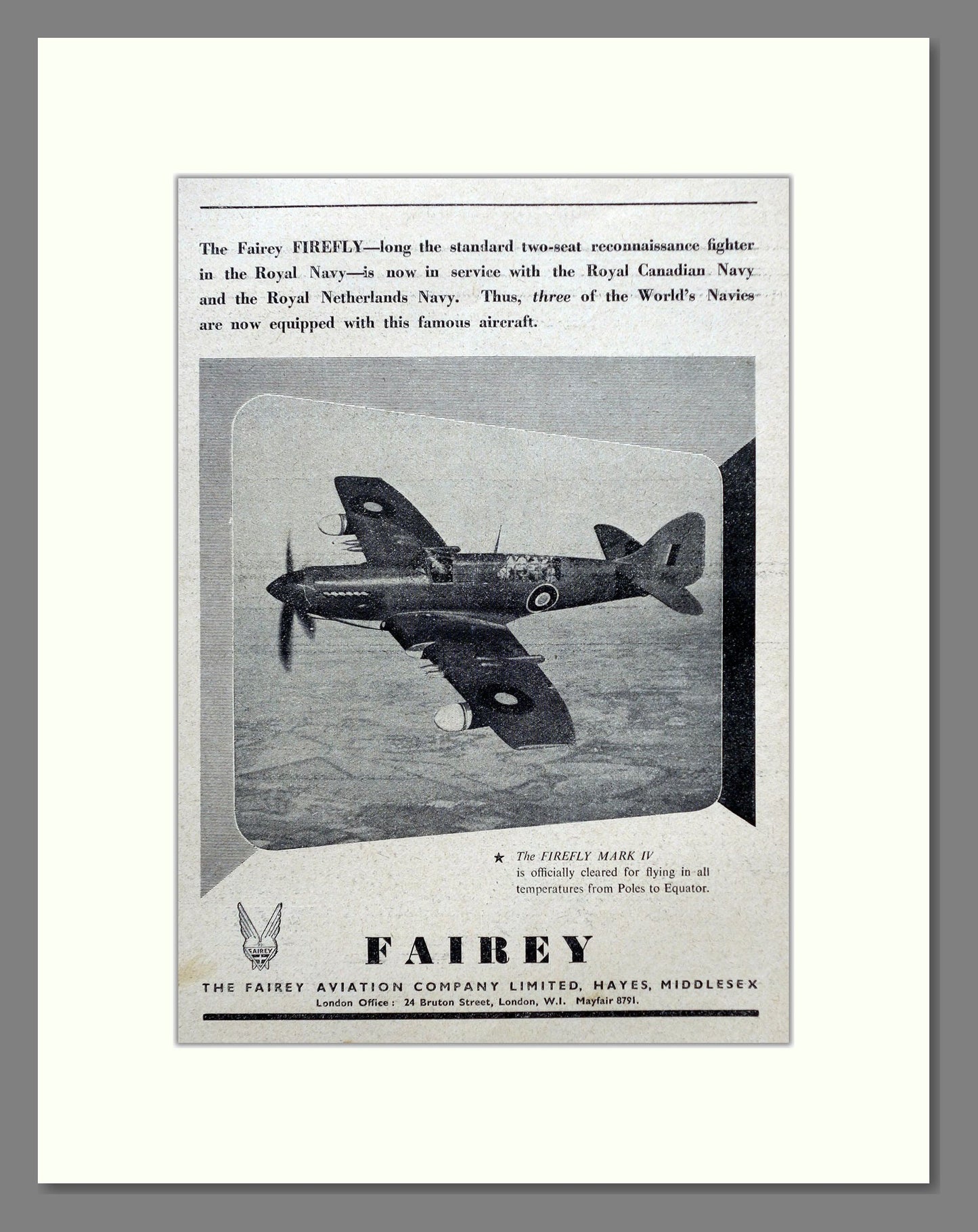 Fairey - Firefly. Vintage Advert 1947 (ref AD62960)