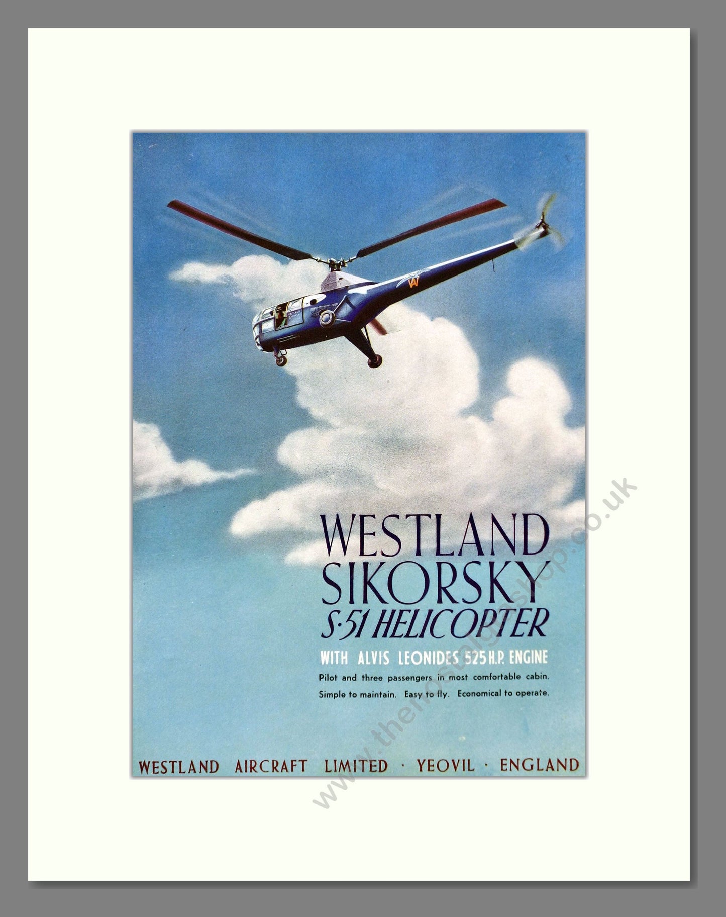 Westland Sikorsky - S51 Helicopter. Vintage Advert 1949 (ref AD62980)
