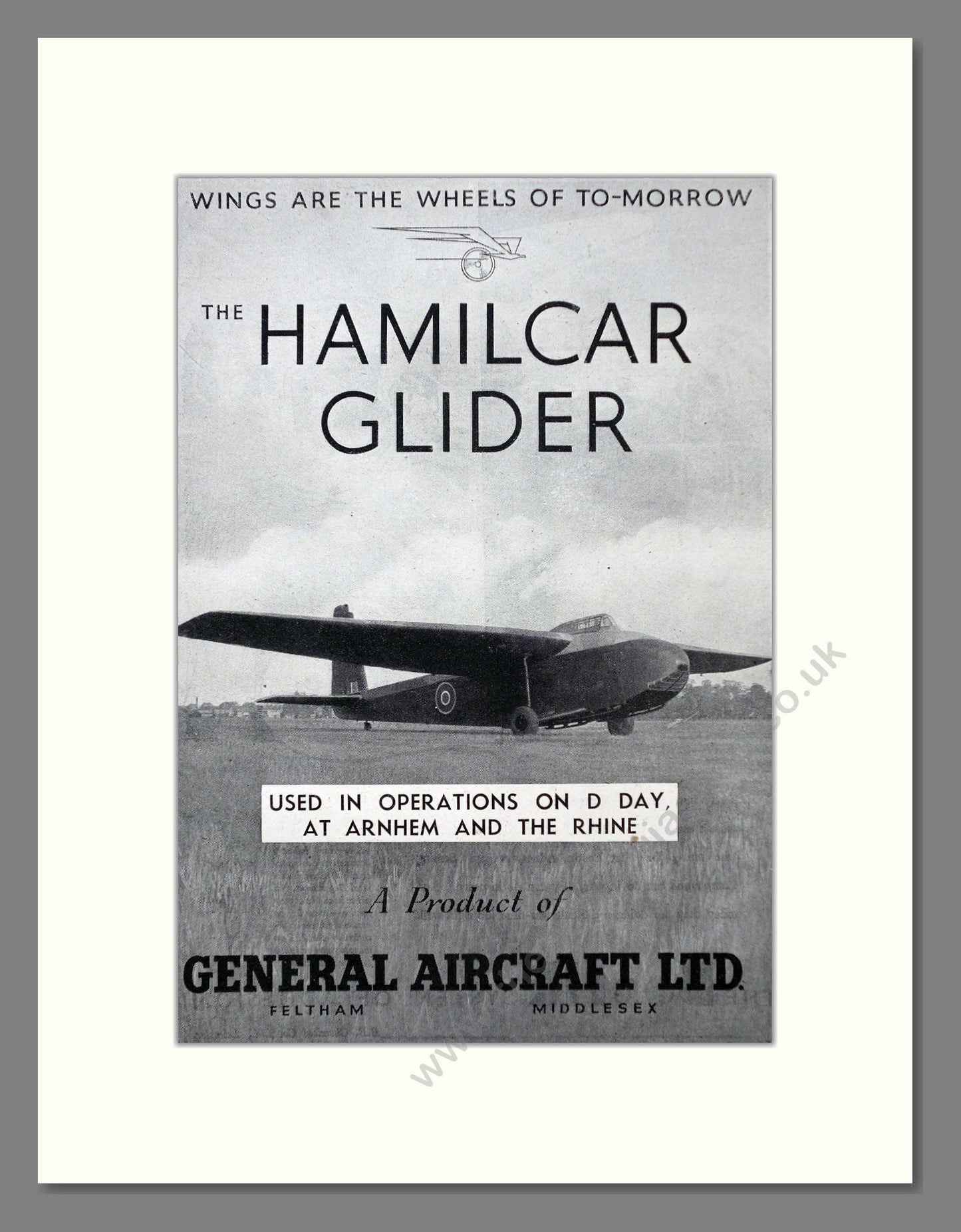 General Aircraft - Hamilcar Glider. Vintage Advert 1945 (ref AD63003)