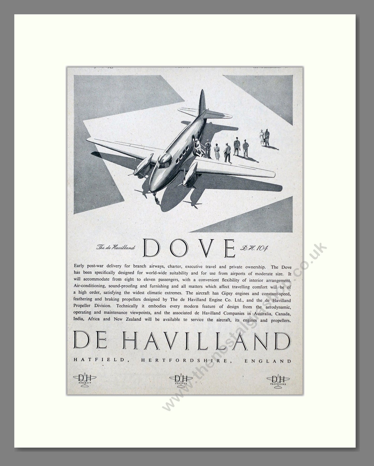 De Havilland - Dove. Vintage Advert 1945 (ref AD63012)