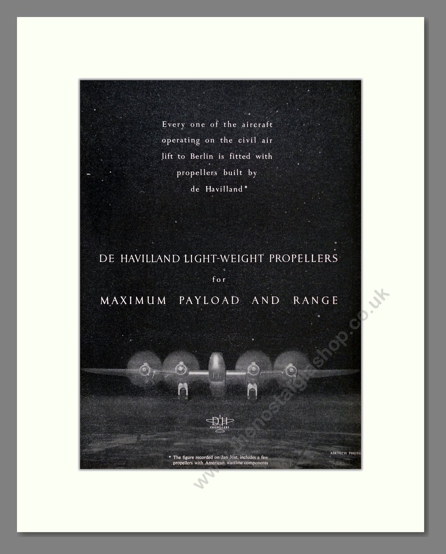 De Havilland - Propellers. Vintage Advert 1949 (ref AD63024)